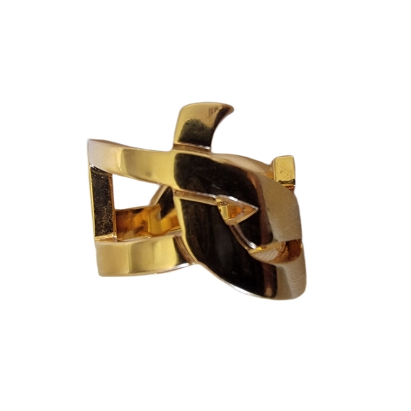 Saint Laurent Gold Plated Monogram Ring - Size 5 - Picture 4 of 4